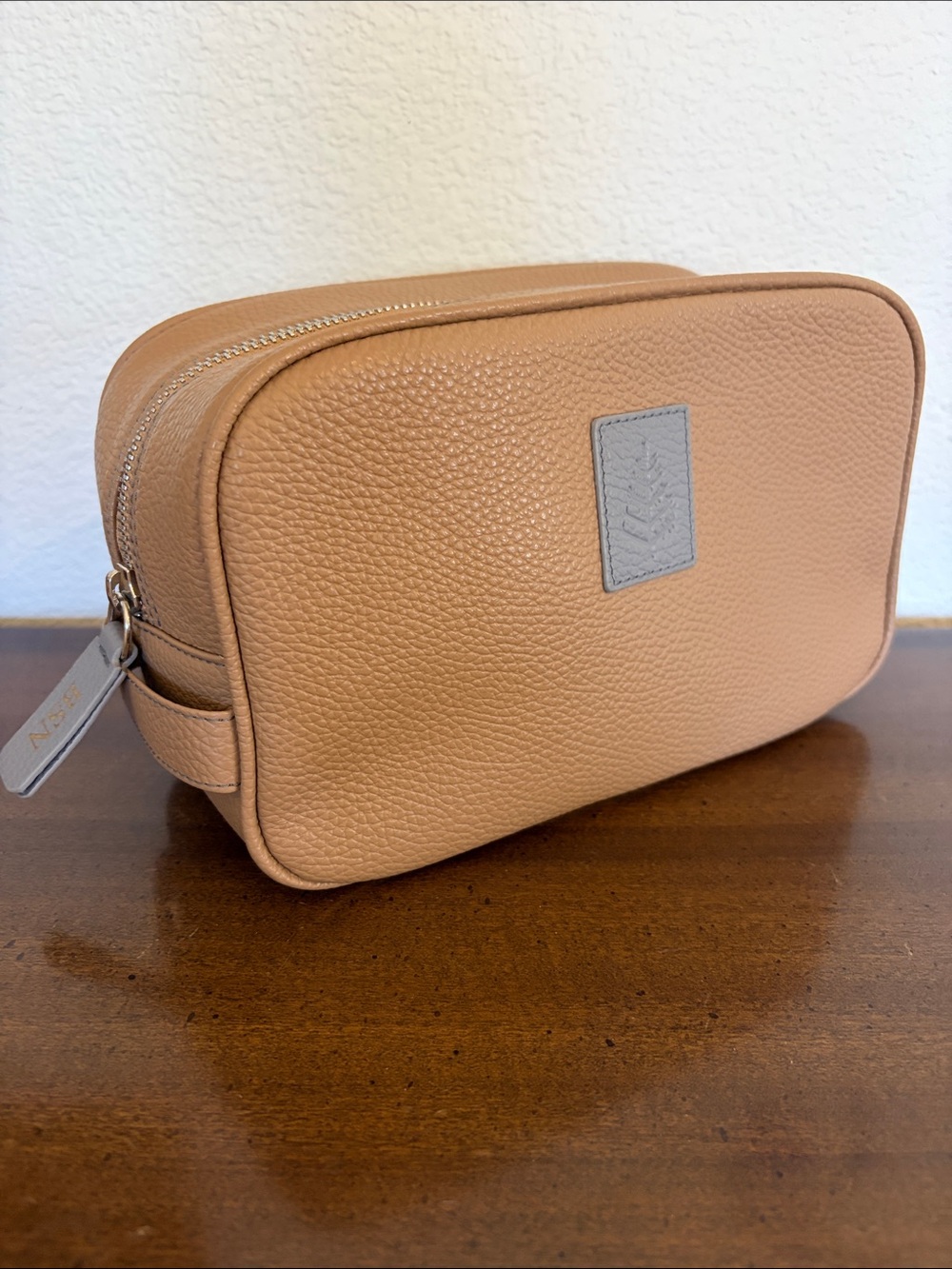 Four Season Private Jet Experience Men's Leather Travel Pouch Dopp Kit- Tan